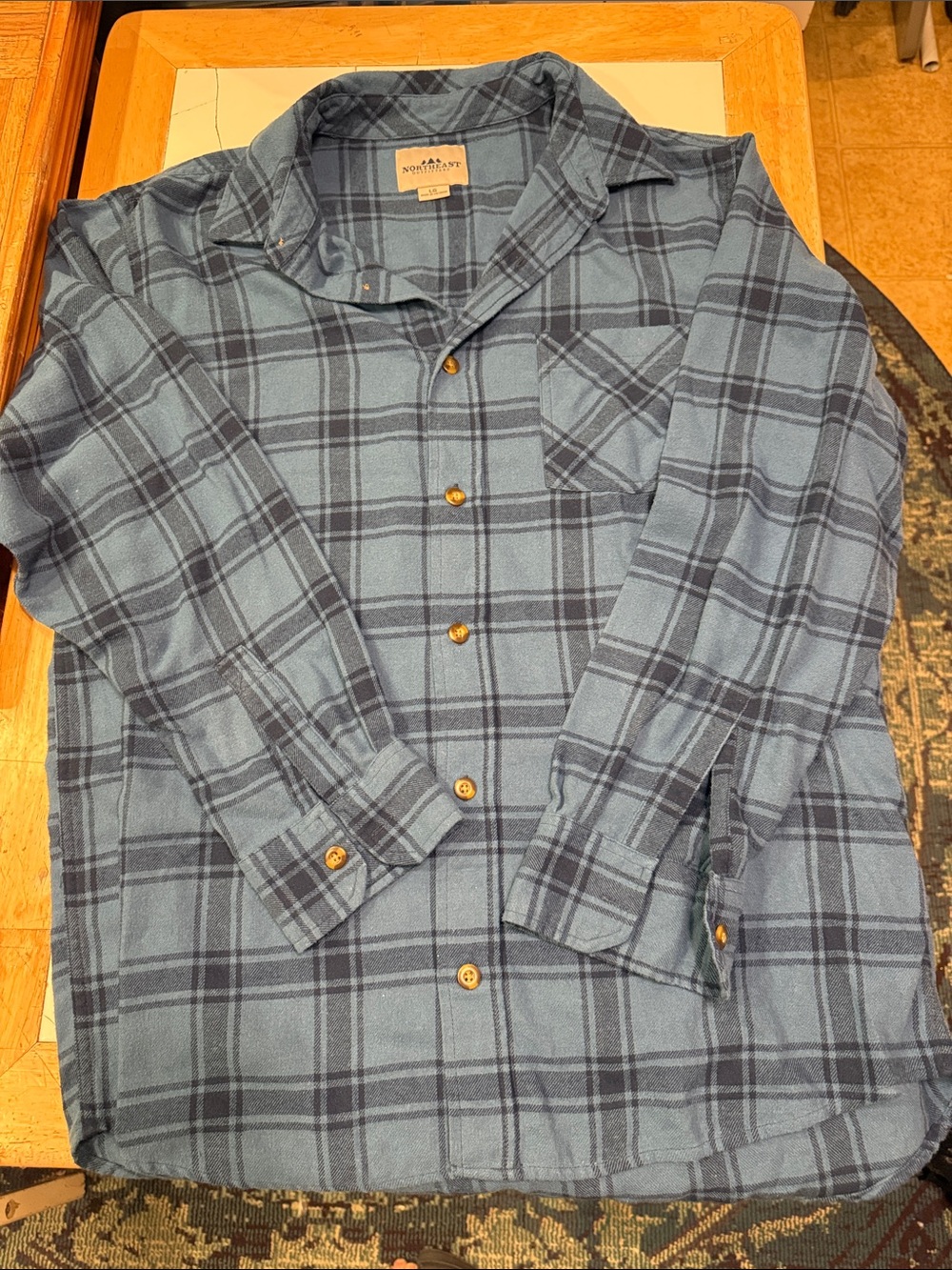 North River Men's Blue Plaid Casual Button-Down Shirt